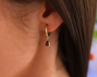 14K Gold Ruby Earrings, 14K Solid Gold Oval Ruby Earrings, Dainty Custom Ruby Earrings, Minimalist Gold Drop Ruby Earrings, Christmas Gift