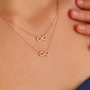 Tiny Infinity Necklace, 14K Real Gold Infinity Necklace, Dainty initial Infinity Necklace, Minimalist Infinity Necklace, Christmas Gift