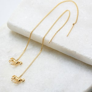 14K Gold Horse Earrings, 14K Solid Gold Horse Earrings, Dainty Custom Horse Earrings, Tiny Animal Earrings, Christmas Gift, Birthday Gift