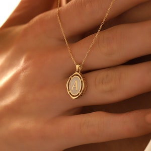 Pendentif personnalisé, collier lettre en or massif 14 carats, pendentif lettre vintage minimaliste en or 14 carats, collier lettre initiale délicat