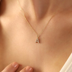 Personalisierter Anhänger, 14K Echtgoldbuchstabe Halskette, Zierlicher Anfangsbuchstaben Anhänger, Minimalistischer 14K Goldbuchstabe Anhänger, Sommer Schmuck