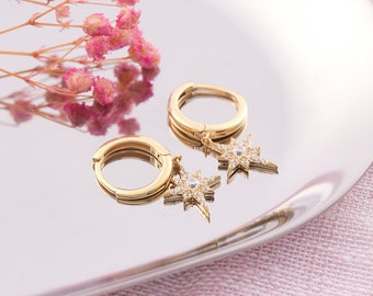 14K gouden pooloorbellen, massieve 14K gouden hemeloorbellen, sierlijke aangepaste pooloorbellen, minimalistische steroorbellen, verjaardagscadeau