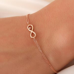 Infinity Bracelet, 14K Solid Gold Infinity Bracelet, Dainty initial Infinity Love Bracelet, Minimalist Infinity Bracelet, Christmas Gift