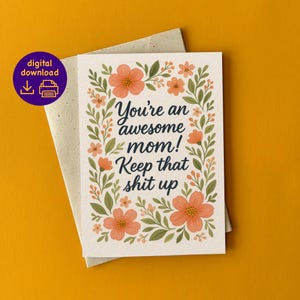 Cartão engraçado para o Dia das Mães – Cartão de felicitações para impressão para a mãe – PDF e JPG + modelo de envelope bônus – Download instantâneo