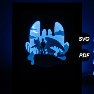 Modelli fai da te per light box di Dragon Training (PDF per la stampa + SVG per macchine da taglio) + Video tutorial su come realizzare una shadow box
