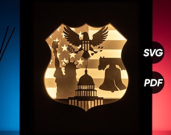 Amerikaanse sjablonen voor doe-het-zelf lichtbakken (pdf om af te drukken + svg voor snijmachines) + videotutorial over het maken van een Shadow Box