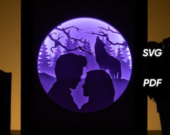 Vampire DIY Light Box-sjablonen (pdf om af te drukken + SVG voor snijmachines) + zelfstudie over het maken van een Shadow Box-video