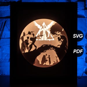 Modelli fai da te per scatole luminose Hallows (PDF per la stampa + SVG per macchine da taglio) + Video tutorial su come realizzare una scatola con ombra