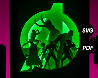 Superhelden DIY lightbox-sjablonen (pdf om af te drukken + SVG voor snijmachines) + zelfstudie Shadow Box maken