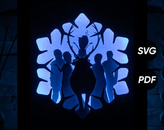 Snow Princess DIY Light Box Templates (PDF for printing + SVG for cutting machines) + How to Make Shadow Box Video Tutorial