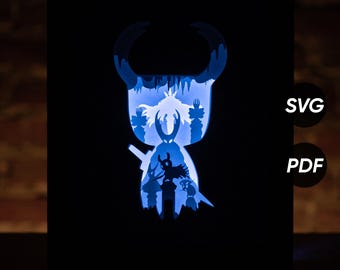 Game Knight DIY Light Box Templates (PDF for printing + SVG for cutting machines) + How to Make Shadow Box Video Tutorial