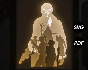 Evil DIY Light Box-sjablonen (pdf om af te drukken + SVG voor snijmachines) + videotutorial over het maken van een Shadow Box