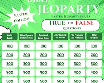 Christian Jeopardy | Edycja Wielkanocna | PowerPoint JeoParty | Gry chrześcijańskie | Gry kościelne na imprezę | Gra biblijna Prawda Fałsz | Gry grupowe dla młodzieży