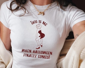 Funny Halloween Baby tee Cropped Shirt Halloween Party Graphic Halloween Top Trendy Baby tee Festive Pumpkin Funny Shirt Halloween Gift