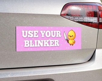 Duck Use Your Blinker Car Magnet Funny Meme Bumper Sticker, Cute Pink Girly Gift for Driver Women Teen Girl, Aesthetic Humor Car Accessories