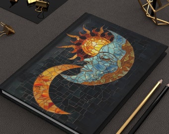Carnet d'astrologie céleste, lune et étoiles, carnet à couverture rigide, cadeau mat pour ami, ciel nocturne, carnet au design unique, nuit étoilée