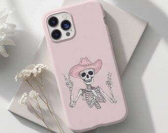 Skeleton Cowgirl Handytasche Halloween Cowboy Rodeo Western ästhetik Handytasche Trendy niedlich preppy kokette iPhone 15 14 13 Samsung s24 s23