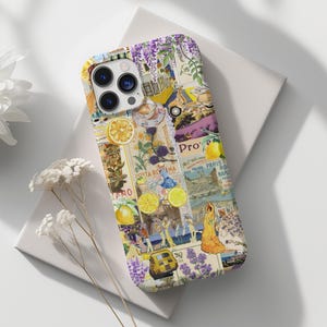 European Vintage Summer Phone Case Elegant Lemon Lavender Collage Scrapbook iPhone 16 15 14 13 Pro Max Samsung Galaxy Ultra s24 s23 Pixel 8
