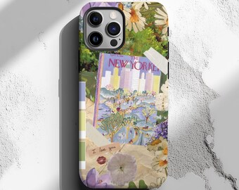 Frühling Collage Handyhülle ästhetik Blumen New York Einzigartig Scrapbook Cute iPhone 16 15 14 13 Pro Max Samsung Galaxy Ultra s24 s23 Pixel 8