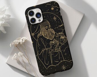 Celestial Christmas Santa Phone Case Moon and Stars Night Sky Festive Winter Aesthetic iPhone 15 14 13 12 Samsung Galaxy s24 s23 Pixel 8 7