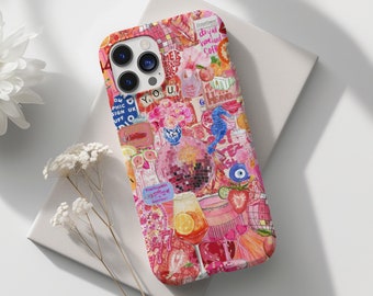 Preppy Coquette Phone Case Girly Pink Collage Aesthetic Phone Case Disco Watercolor iPhone 15 14 13 pro max Samsung s24 s23 s22 Pixel 8 7 6