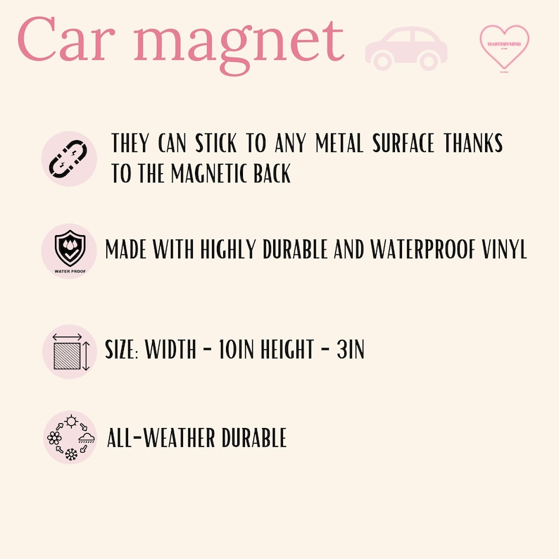 Custom Car Magnet Personalized Cute Kawaii Aesthetic, Gift for Teen Girl Women, Funny Pastel Bumper Sticker New Driver Gift Car Accessories image 8