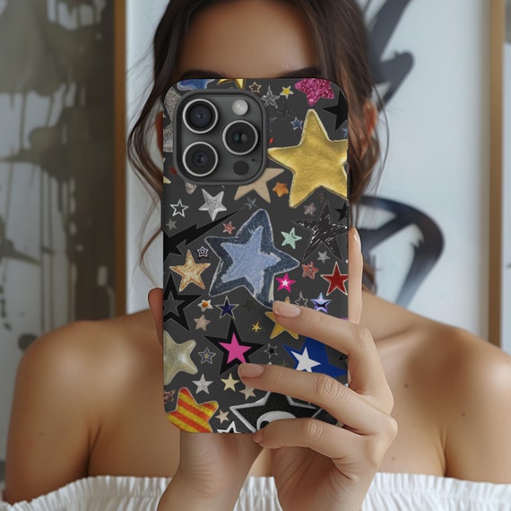 Y2K Phone Case Stars Grunge Aesthetic Trendy Unique Phone Case iPhone 16 15 14 13 12 11 Pro Max Samsung Galaxy s24 s23 s22 Pixel 8 7 6