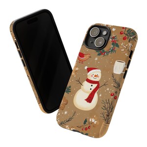 Winter Christmas Phone Case Cute Warm Festive Watercolor Aesthetic Snowman iPhone 16 15 14 13 12 Pro Samsung Galaxy s24 s23 s22 Pixel 8 7 6 image 5