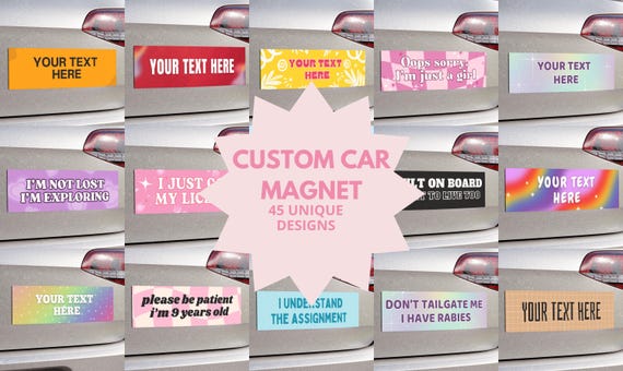 Custom car magnet, Personalized magnets on car, Aesthetic Funny Cute bumper sticker, Custom bumper sticker, girly bumper sticker for women