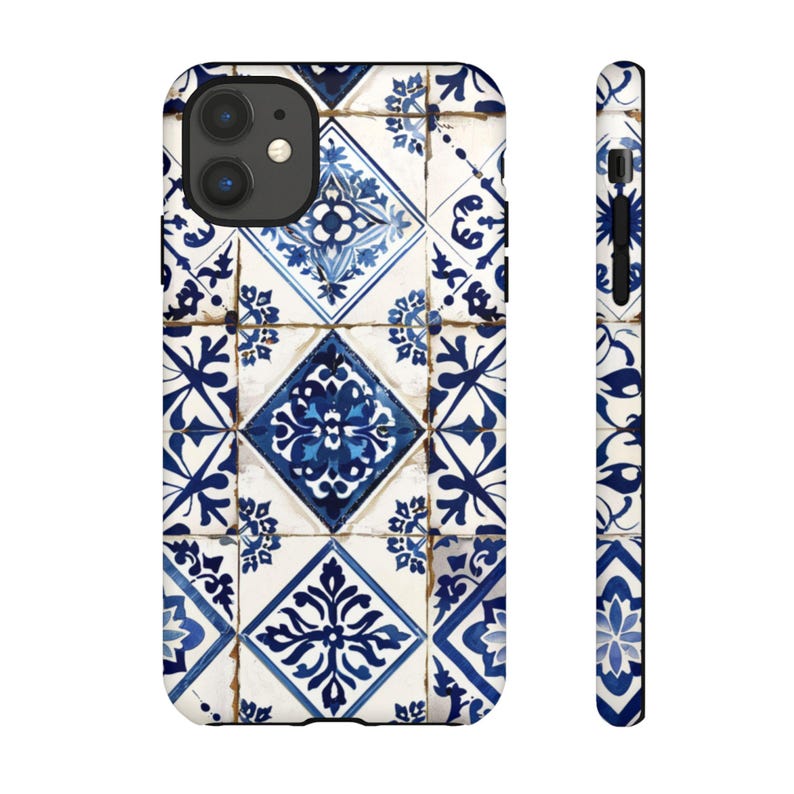 Portuguese Azulejo Tile Phone Case, Blue White Mediterranean, Vintage Boho Ceramic Tile Cover, iPhone 17 16 15 Pro Max, Samsung S26 S25 S24 image 6