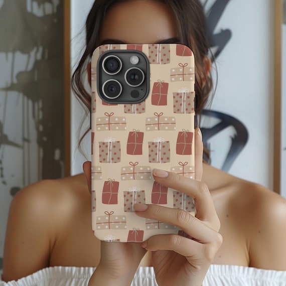 Christmas Presents Gift Xmas Phone Case Holiday Beige Neutral Aesthetic Winter iPhone 15 14 13 12 Pro Samsung Galaxy s24 s23 s22 Pixel 8 7
