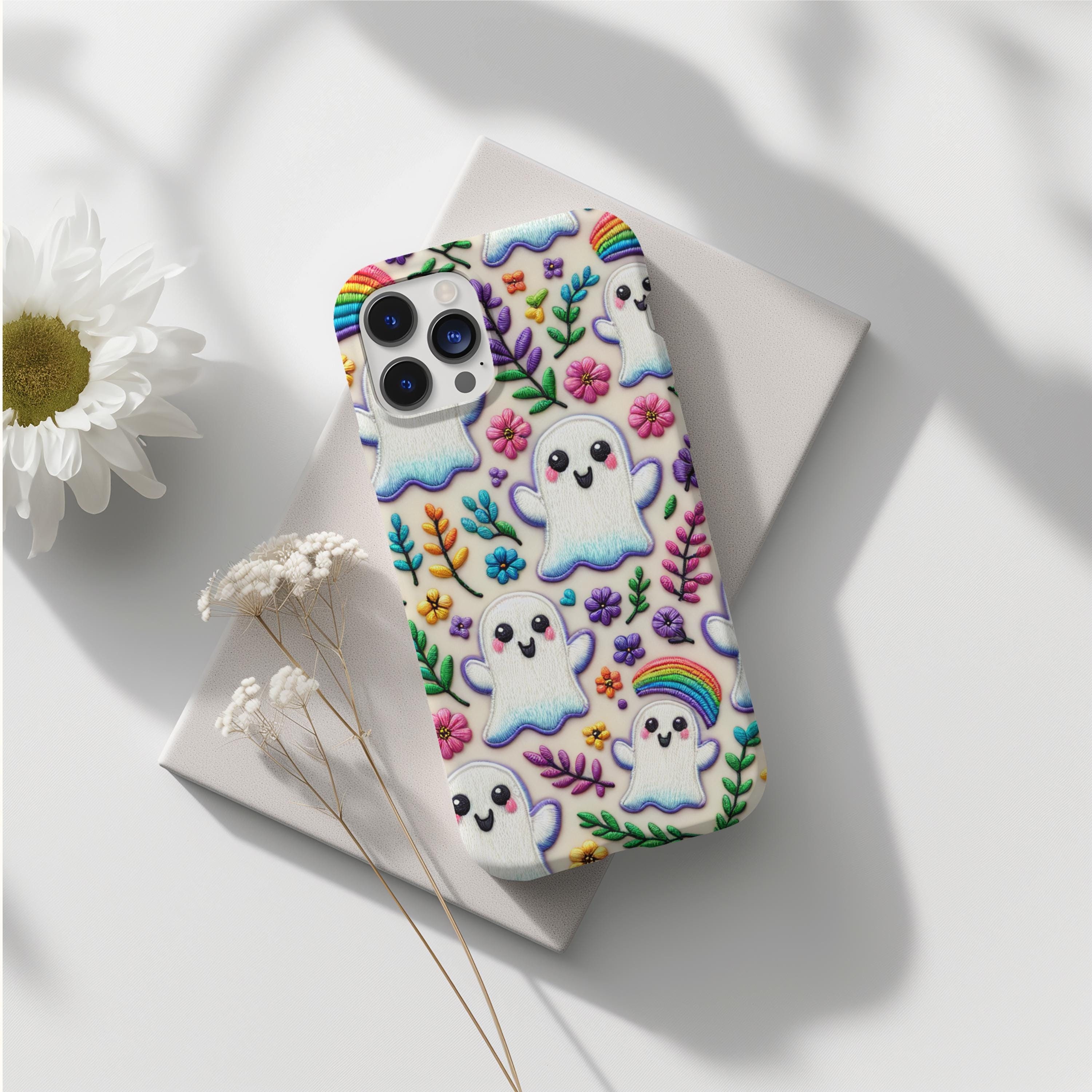 JOYLAND Cute Halloween Ghost Magnetic Clear Phone Case For IPhone 16 Pro,Lovely Printed Protective Transparent Case Unique Design Soft TPU Bumper Shockproof Case With Built-in Magnet Ring - View #4