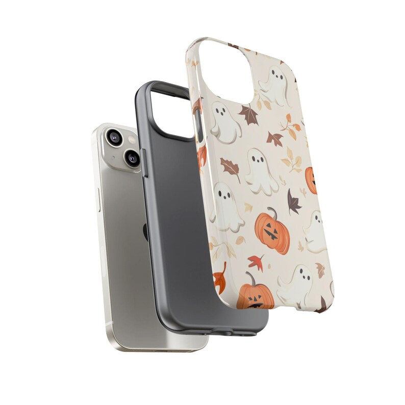 Cute Pumpkin Fall Leaves Phone Case, Autumn Ghost Halloween Cover, Cozy Aesthetic Gift, iPhone 17 16 15 Pro Max, Samsung S26 S25 S24 image 7