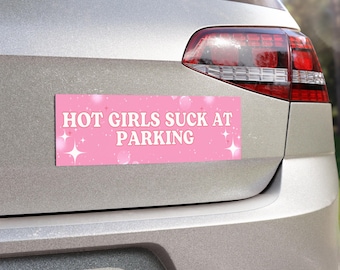 Funny Hot Girl Parking Car Magnet Pink Bumper Sticker, Gift for Girlfriend Women Teen Girl, Cute Aesthetic Car Accessories New Driver Humor