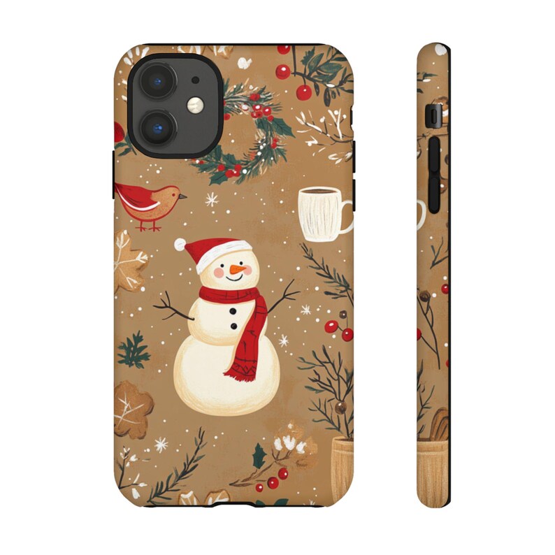 Winter Christmas Phone Case Cute Warm Festive Watercolor Aesthetic Snowman iPhone 16 15 14 13 12 Pro Samsung Galaxy s24 s23 s22 Pixel 8 7 6 image 6