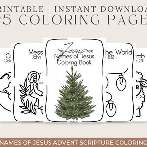 Jesus Tree Color Book The Names of Jesus Advent Coloring Book, Christmas Countdown Family ...