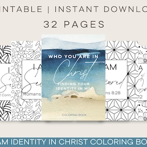 Who I Am in Christ Coloring Book | Identity in Christ Christian Coloring Pages with Bible Verses | Inspirational Scripture Coloring Book