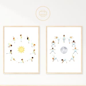 Sonnen- und Mondgruß Poster (ohne Schrift) für Kinder Yoga Kinderyoga Download PDF