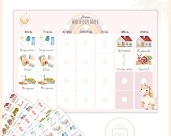 Weekly planner for children Unicorn Pink A4 - Routine planner for children Unicorn Pink A4