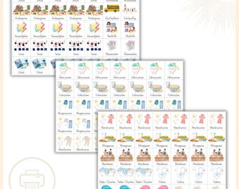 Planificador semanal de símbolos para niños. Planificador diario para niños. 300 tarjetas para imprimir en PDF.