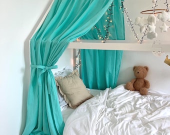 Dosel de cama de muselina orgánica: Cortinas para cuna de bebé o niño pequeño.