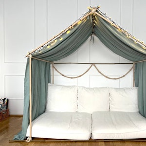 Cotton MUSLIN canopy, bed canopy, house bed canopy, baby room curtains, canopy for toddler, muslin curtains