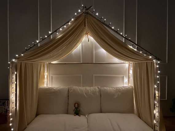 Cotton MUSLIN canopy, bed canopy, house bed canopy, baby room curtains, canopy for toddler, muslin curtains