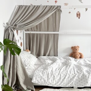 GREY MUSLIN canopy, Ready to ship, cotton muslin, bed canopy, house bed canopy, baby room curtains