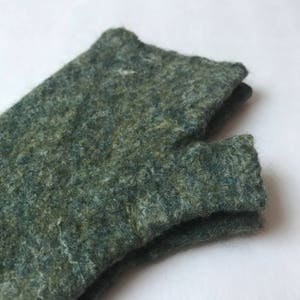 Green Felted Arm Warmers Red Green Multi Color Merino Wool Tussah Silk Moss Made to Order image 7