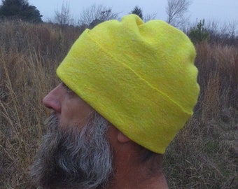 Yellow Felted Hat Slouchy Multicolor Beenie Unisex - Citrus - made to order