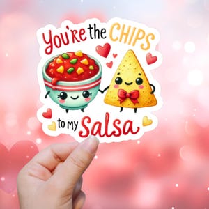 ou aimant pour chips et salsa | Jeu de mots mignon, cadeau pour couple amusant | Décalcomanie en vinyle imperméable pour ordinateurs portables et bouteilles