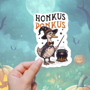 Honkus Ponkus | autocollant ou aimant | Imperméable de haute qualité | Sticker pour ordinateur portable bouteille d'eau, Kindle | Halloween, Cadeau d'automne, Mignonne, Hocus Pocus