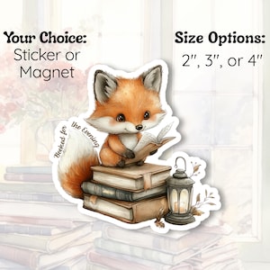 Cozy Fox Sticker or Magnet: Watercolor Autumn Animal Art