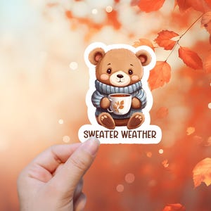 Météo des chandails | autocollant ou aimant | Sticker waterproof, Aimant de réfrigérateur, Sticker pour ordinateur portable, Sticker bouteille d'eau, Sticker Kindle, Ours, Café